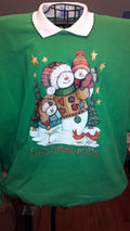 Adult Sweatshirt with Cute Snowman Family - Love Never Melts - U Pic Size and Collar