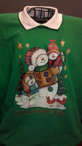 Adult Sweatshirt with Cute Snowman Family - Love Never Melts - U Pic Size and Collar